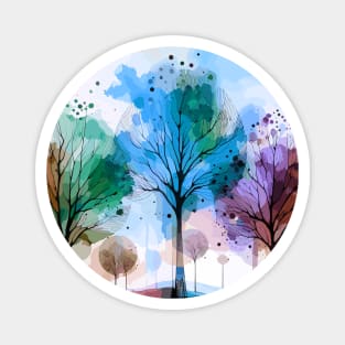 Colorful Blue Purple Pastel Abstract Trees Magnet